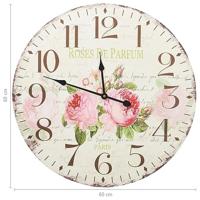 VidaXL Wandklok vintage stijl 60 cm bloemen - thumbnail