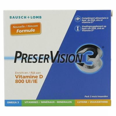 Preservision 3 + Vit D3 800iu Voedingssupplement Ogen 180 Capsules