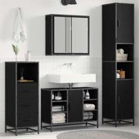Badkamermeubelset met opslag 3 pcs Zwart eiken 80 x 33 x 60 cm - thumbnail