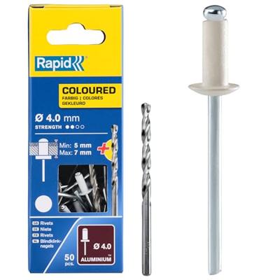 Rapid Blindklinknagels Wit | Ø4 x 10 mm | Incl. Boor | 50 Stuks - 5001463