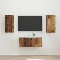 Tv-meubelset Wandgemonteerd 2 pcs Oudhout Bewerkt hout - thumbnail
