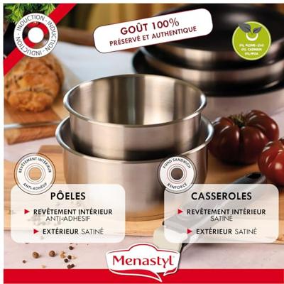 Kookgereiset - Inductie - MENASTYL - 7930018 - Roestvrij staal - 6-delig - Afneembare handgreep - Grijs