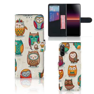 Sony Xperia L4 | Telefoonhoesje | Met pasjeshouder | Vrolijke Uilen