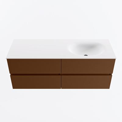 MONDIAZ VICA 130cm badmeubel onderkast Rust 4 lades. Wastafel MOON rechts zonder kraangat, kleur Talc.