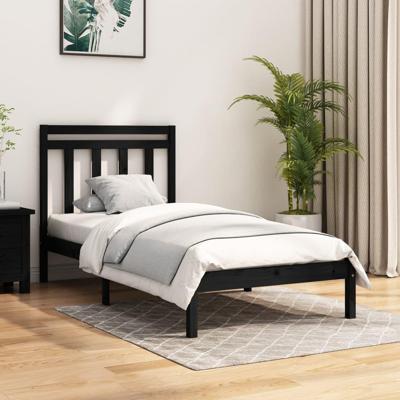 Bedframe massief hout zwart 100x200 cm Bedframe massief hout zwart 100x200 cm