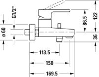 Duravit B.2 2-gats badmengkraan opbouw Chroom - thumbnail