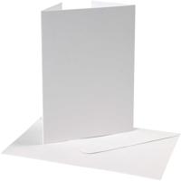 Creativ Company Parelmoer kaart & envelop, afmeting kaart 10,5x15 cm, afmeting envelop 11,5x16,5 cm, 230+120 gr, wit, 10 set/ 1 doos - thumbnail