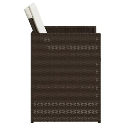 Tuinstoelen 4 st met kussens poly rattan bruin - thumbnail