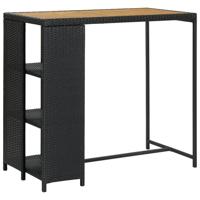 Bartafel met opbergrek 120x60x110 cm poly rattan zwart - thumbnail
