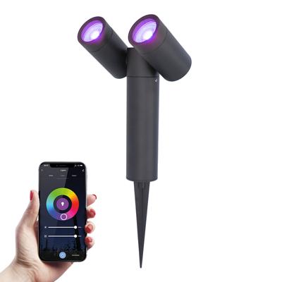 Pinero - Dubel Smart LED Prikspot - IP65 waterdicht - 11 Watt 690 Lumen - RGBWW - GU10 - Wifi + Bluetooth - IP65 Waterdicht - Bestuurbaar via app - Google Home, Amazon Alexa en Siri - Zwart - Tuinspots