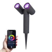 Pinero - Dubel Smart LED Prikspot - IP65 waterdicht - 11 Watt 690 Lumen - RGBWW - GU10 - Wifi + Bluetooth - IP65 Waterdicht - Bestuurbaar via app - Google Home, Amazon Alexa en Siri - Zwart - Tuinspots - thumbnail