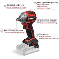 Einhell Professional TP-CW 18/260-C Li BL - Solo 4510090 Accu-slagmoersleutel 260 Nm 18 V Aantal meegeleverde accus: 0 2.5 Ah Li-ion Brushless, Zonder accu, - thumbnail
