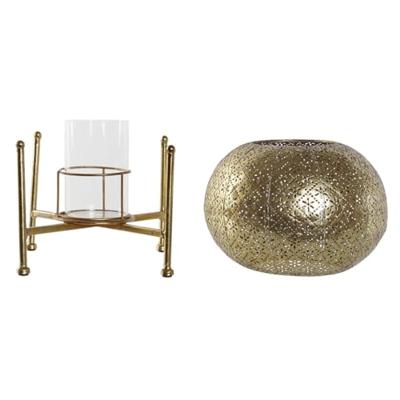 Kaarshouder Home ESPRIT Gouden Metaal Kristal 24 x 24 x 20 cm Kaarshouder Home ESPRIT Gouden Metaal Kristal 24 x 24 x 20 cm