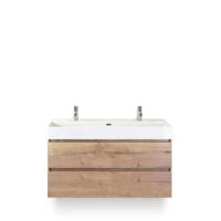 Maxx XL Badmeubelset 120 cm - Natuur Eiken - Wastafel Kube Enkel 2 kraangaten - thumbnail