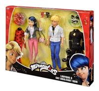 Set van 2 figuren - BANDAI - Miraculous - Marinette en Adrien met 2 outfits (Ladybug en Cat Noir), accessoires - 26 cm - thumbnail