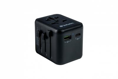 Verbatim UTA-02 Worldwide Travel Adapter + USB-A & USB-C
