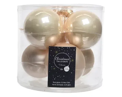 Decoris kerstballen glas 6st parel 8cm
