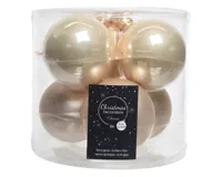 Decoris kerstballen glas 6st parel 8cm - thumbnail