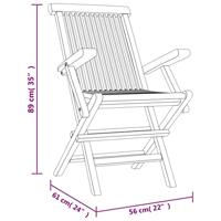 Tuinstoelen inklapbaar 2 st 56x61x89 cm massief teakhout grijs - thumbnail
