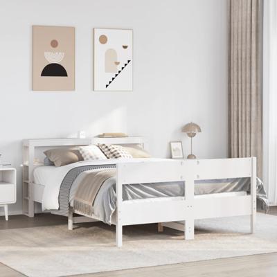 Bedframe zonder matras massief grenenhout wit 150x200 cm