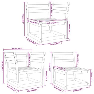 5-delige Loungeset met kussens massief grenenhout - thumbnail