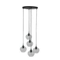 Light & Living Hanglamp 'Rakel' Getrapt, 5-Lamps, kleur Mat Zwart - thumbnail