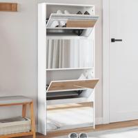 Schoenenkast met spiegel 4-laags 63x17x134 cm hoogglans wit - thumbnail
