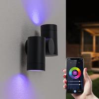 Silva Smart LED Wandlamp - Wifi + Bluetooth - 11 Watt 690 lumen - Dimbaar - Kantelbaar - RGBWW - IP65 waterdicht - GU10 - Up Down lamp - Zwart - Google Home, Amazon Alexa en Siri - thumbnail