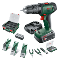 Bosch Groen UniversalImpact 18V | Accuklopboorschroevendraaier | 1.5 Ah + 2.5 Ah accu + lader | + SystemBox en 46-delige accessoiresset 06039D4108 - thumbnail