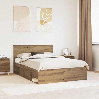 Bedframe Ambachtelijk eiken 140 x 190 cm Massief grenenhout