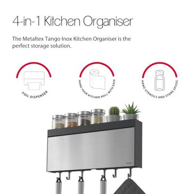 Metaltex Kitchen Helpers Tango Keukenrolhouder met Snijhulp 38x6x17 cm RVS/Grijs