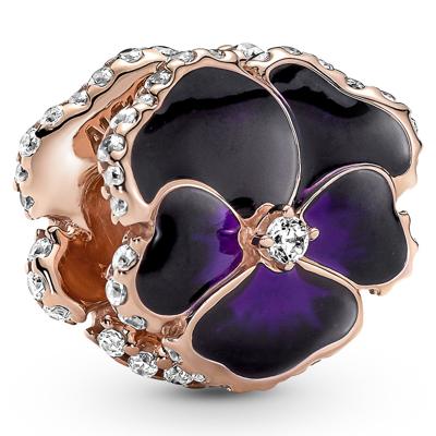 Pandora 780777C01 Bedel Deep Purple Pansy Flower zilver rosekleurig-paars