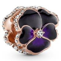 Pandora 780777C01 Bedel Deep Purple Pansy Flower zilver rosekleurig-paars - thumbnail