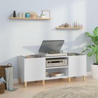 Platenkast 121x38x48 cm bewerkt hout wit - thumbnail