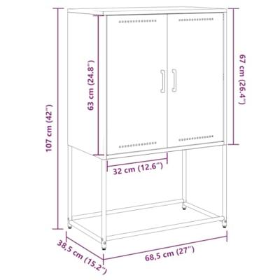 Hoge kast 68,5x38,5x107 cm staal olijfgroen
