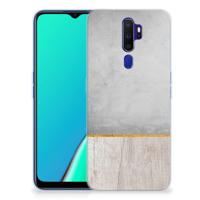 OPPO A5 2020 Bumper Hoesje Wood Concrete - thumbnail