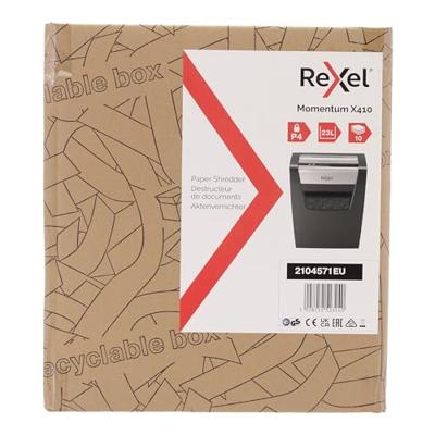 Rexel Momentum X410 papiervernietiger Deeltjesversnippering 62 dB Zwart, Grijs Rexel Momentum X410 papiervernietiger Deeltjesversnippering 62 dB Zwart, Grijs