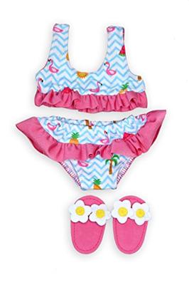 Heless Poppen bikini met slippers flamingo, 35-45 cm