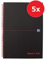Spiraalblok Oxford Black n&apos; Red A4 lijn 140 pagina&apos;s 80gr | 5 stuks - thumbnail