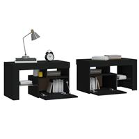 Nachtkastjes 2 st LED-verlichting 70x36,5x40 cm hoogglans zwart - thumbnail