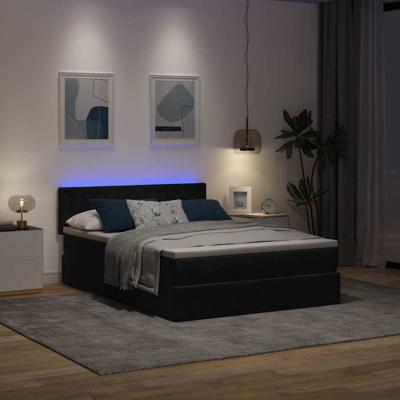 Ottoman bed met matras en LED's 160x200cm fluweel zwart