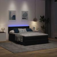 Ottoman bed met matras en LED's 160x200cm fluweel zwart - thumbnail