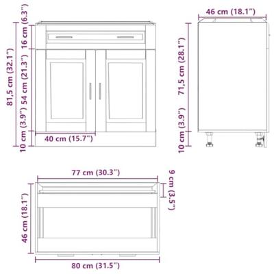 Keuken onderkast "Porto" bewerkt hout grijs sonoma eiken Keuken onderkast "Porto" bewerkt hout grijs sonoma eiken