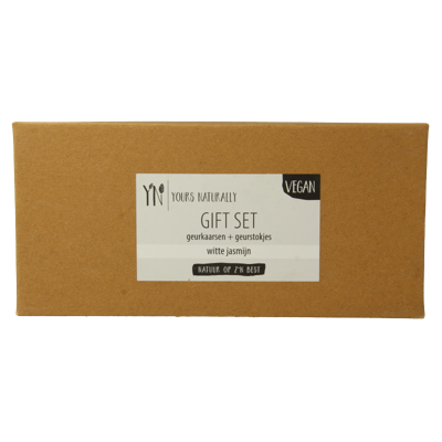 Yours Naturally Giftset 2 geurkaars&1x geurstokjes witte jasmijn 1 Set Yours Naturally Giftset 2 geurkaars&1x geurstokjes witte jasmijn 1 Set