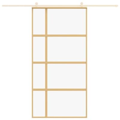 VidaXL Schuifdeur 102,5x205 cm helder esg-glas en aluminium goudkleur