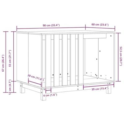 VidaXL Hondenhuis wasbruin 90 x 60 x 67 cm massief grenenhout VidaXL Hondenhuis wasbruin 90 x 60 x 67 cm massief grenenhout
