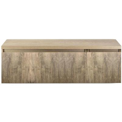 Frozen 3D Badmeubelset 140 cm - Greeplijst in Kleur - Wastafel Onderkast met Bovenblad French Oak