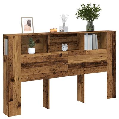 Hoofdbordkast 180x18,5x102,5 cm bewerkt hout oud houtkleurig