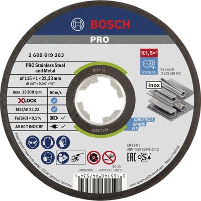 Bosch Accessories X-LOCK Trennscheibe 115x1x22mm Expert for Metal&Inox ger.VE25 2608619263 Doorslijpschijf recht 115 mm 1 stuk(s) Inox, Metaal Bosch Accessories X-LOCK Trennscheibe 115x1x22mm Expert for Metal&Inox ger.VE25 2608619263 Doorslijpschijf recht 115 mm 1 stuk(s) Inox, Metaal