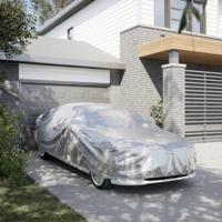 VidaXL Autohoes voor sedan met gespriemen xl peva zilverkleurig - thumbnail